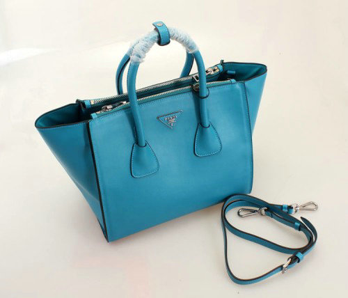 2014 Prada Glace Calf Leather Tote Bag BN2619 lightblue